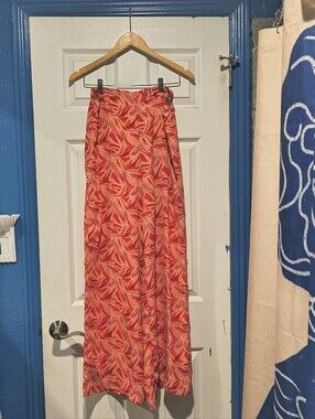Ashley Park x Rent the Runway Pink Orange Floral Wide Leg Palazzo Pants 8